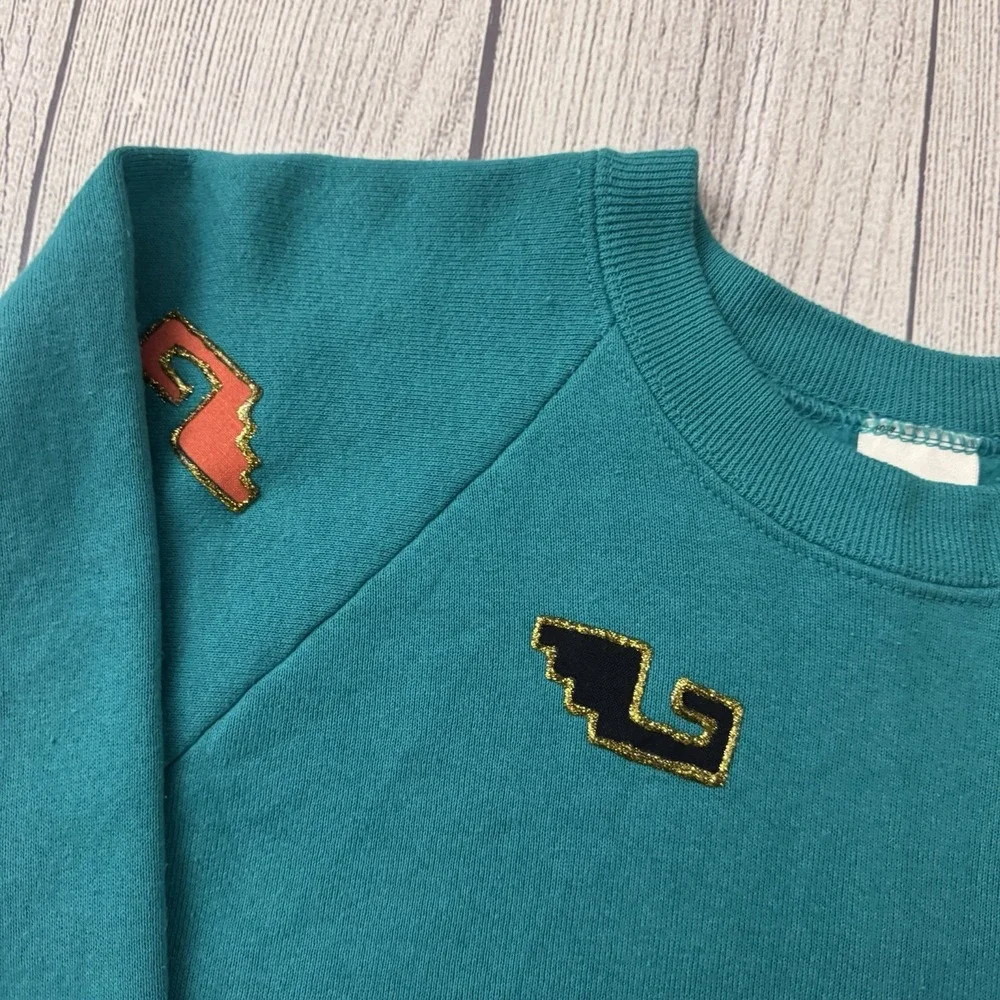 Vintage Her Way Southwest‎ Motif Crewneck Sweatshirt Sz XL Puffy Paint Glitter - Picture 3 of 9